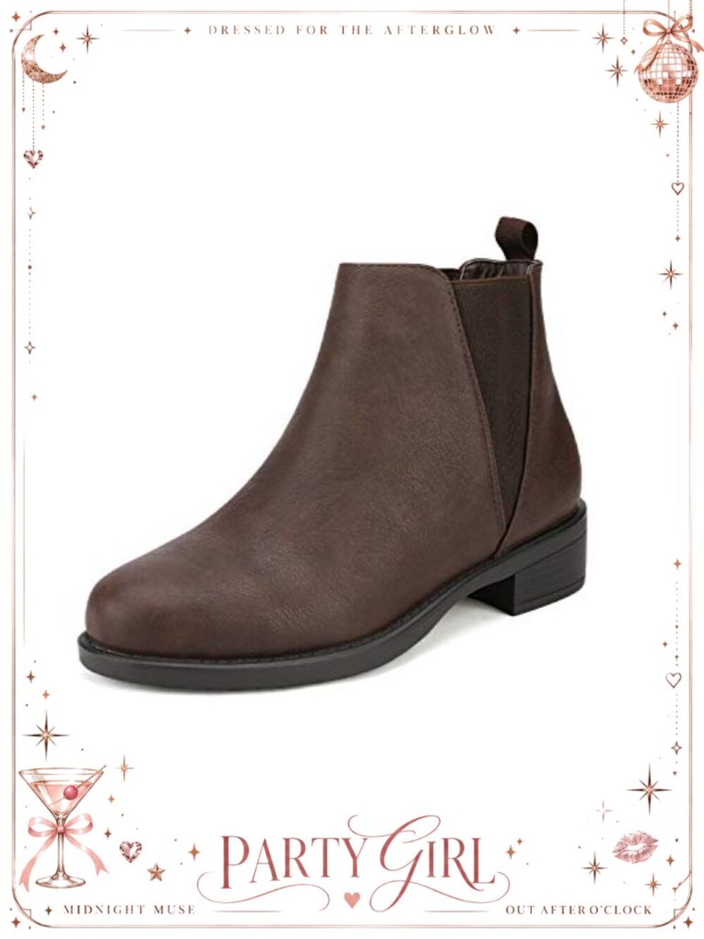 Faux Suede PU Ankle Boots Round Toe Low Heel Slip-On Casual